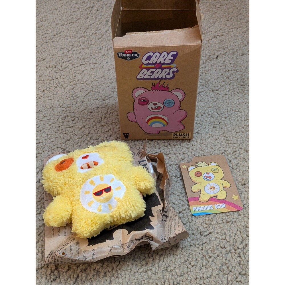 Care Bears Fuggler Plush Keychain Bag Charm  Bag Clip Funshine Bear